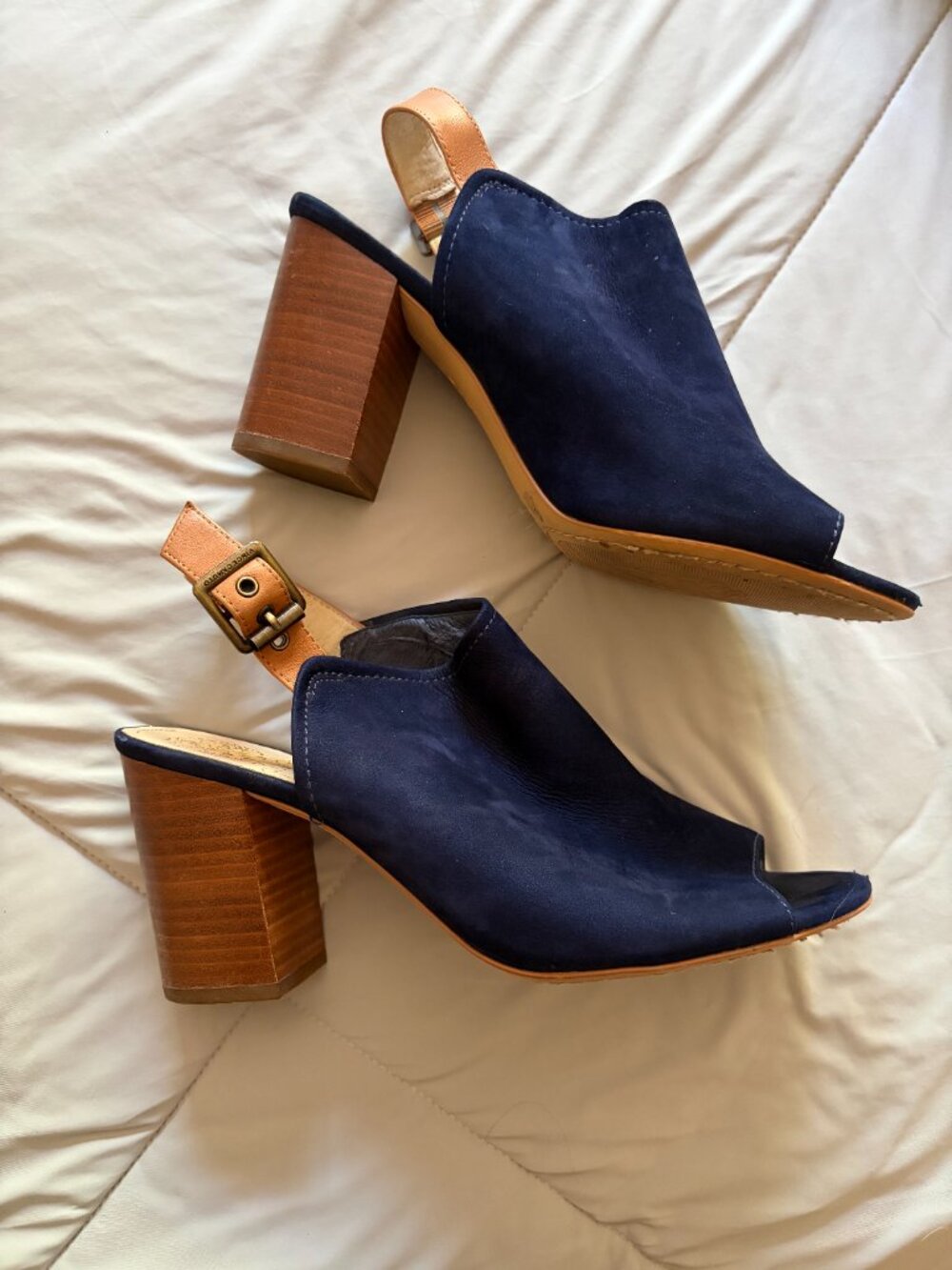 Deep Blue Suede - Vince Camuto Block Heels - Picture 2 of 3